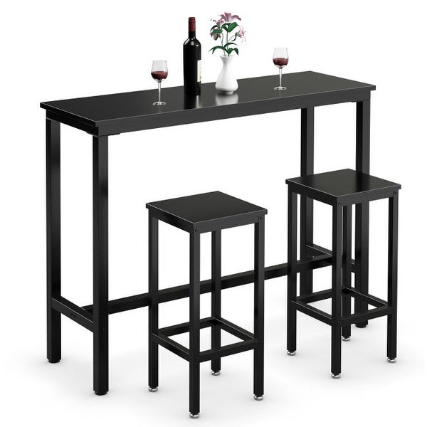 3 Pieces Bar Table Counter Breakfast Bar Dining Table with Stools