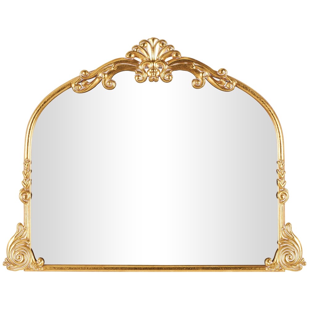 Gold Metal Ornate Arched Baroque Wall Mirror   34\