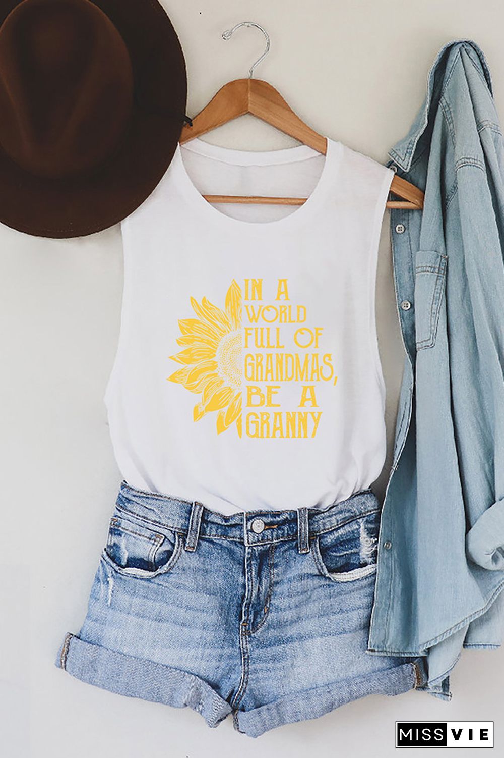 In a World full of Sunflowers Be a Granny Graphic Tank Top