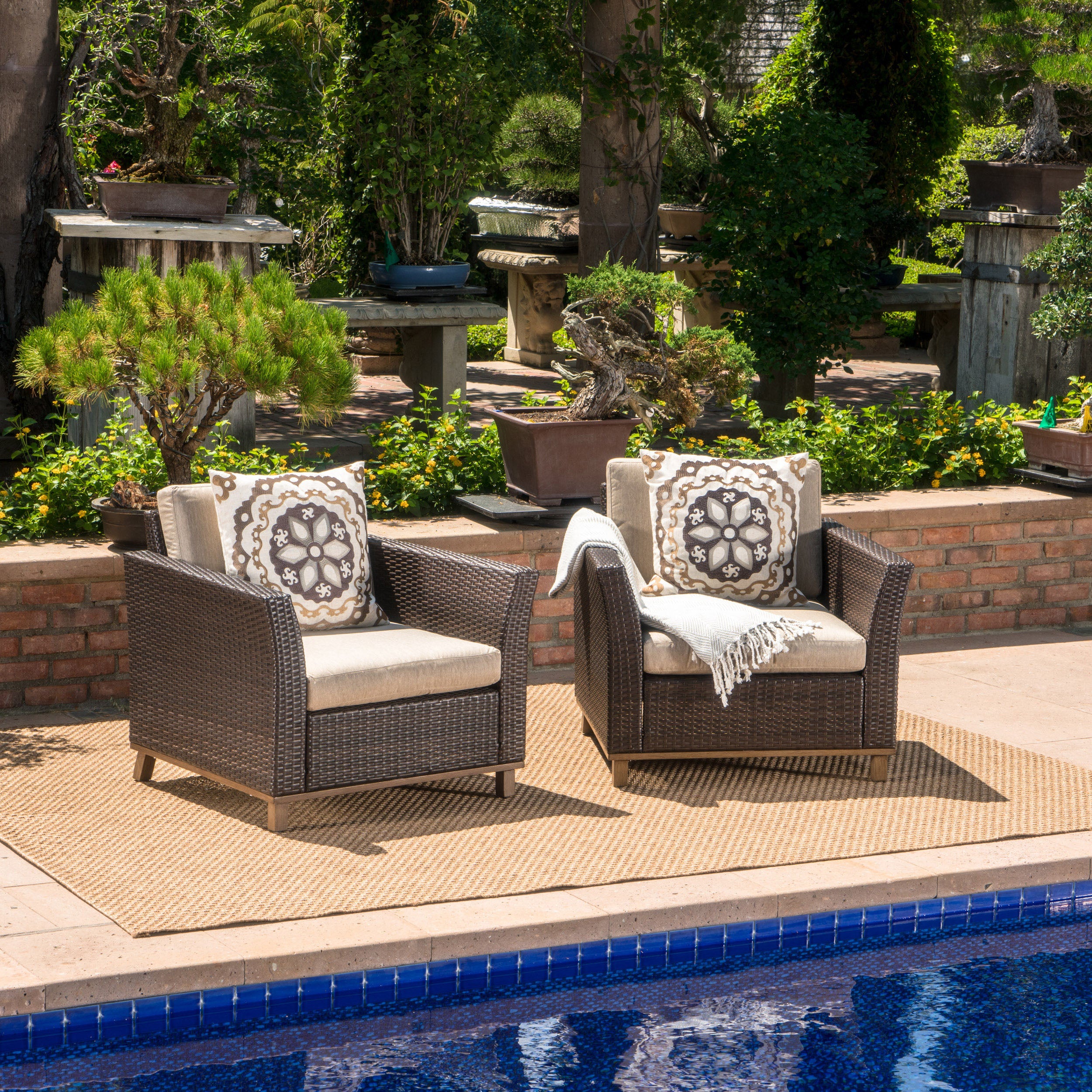 Grady Outdoor Aluminum Framed Mix Brown Wicker Club Chairs (Set of 2)