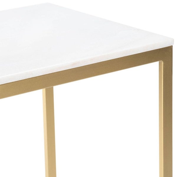 Lawler Modern Loft Iron and Marble Square End Table - Gold