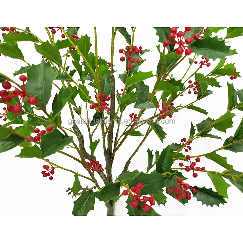 Modern Christmas Decoration 155Cm Artificial Plant Small Red Berries Faux Christmas Tree For Coffee Shop Office Tabledecoration