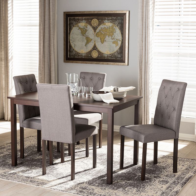 Baxton Studio Gardner Tufted Dining Chair and Table 5-piece Set