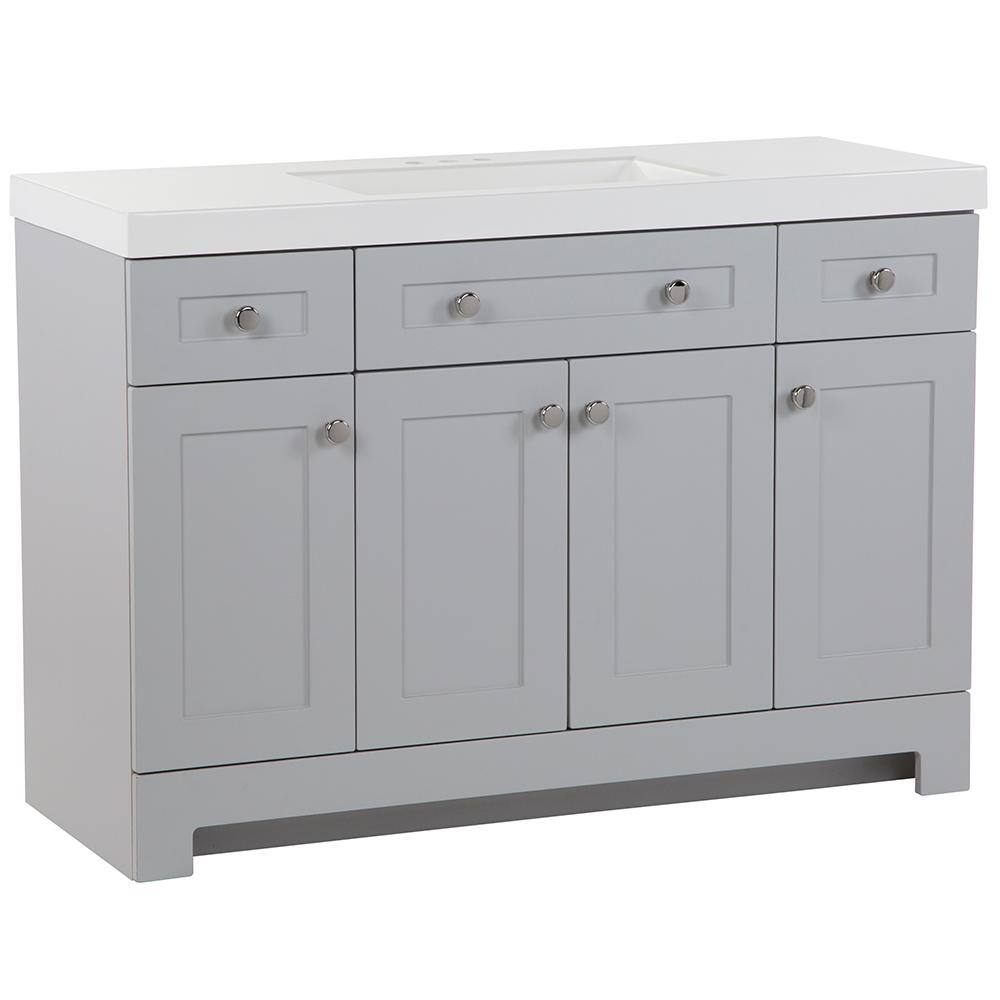 Glacier Bay Everdean 48.5 in. W x 18.8 in. D x 34.4 in. H Freestanding Bath Vanity in Pearl Gray with White Cultured Marble Top EV48P2-PG