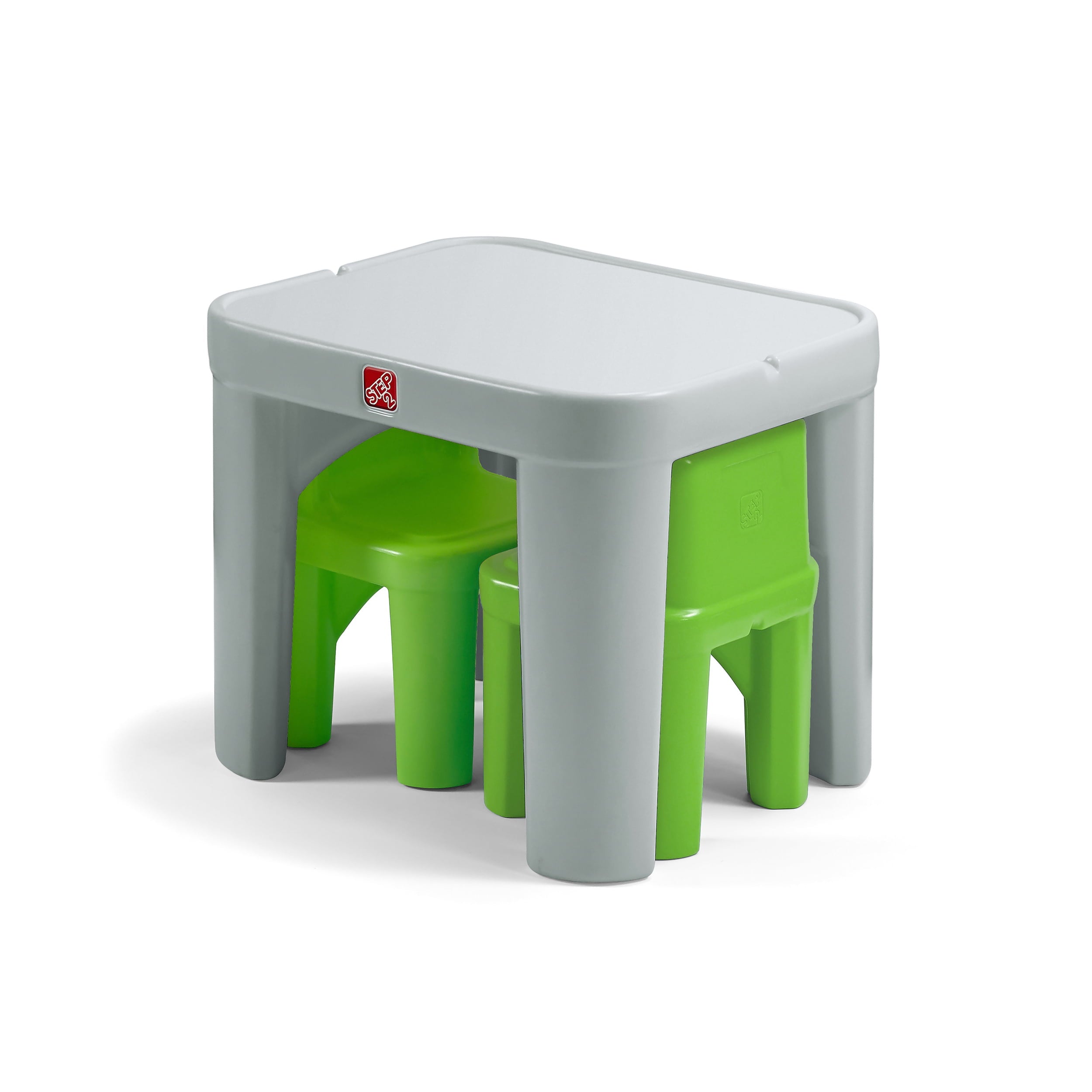 Step2 Mighty My Size Kids Plastic Table and Chairs Set, Gray