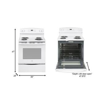 GE 30 in. 5.3 cu. ft. Free-Standing Electric Range in White with Self Clean JB258DMWW