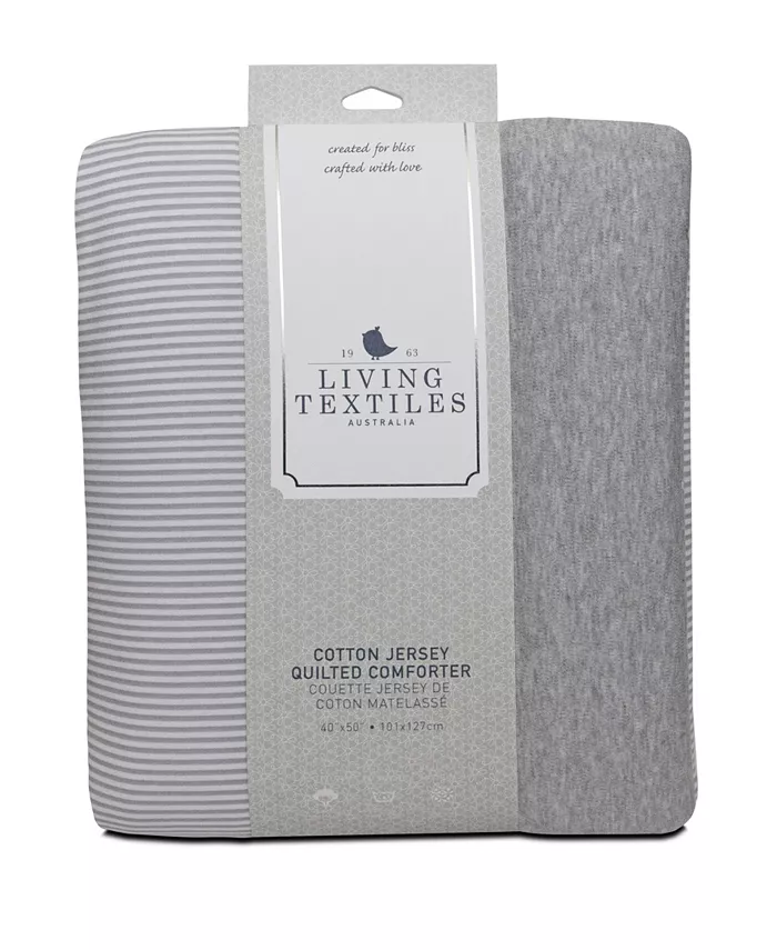 Living Textiles Quilted Comforter - Grey Marl + Grey Heathered Stripes