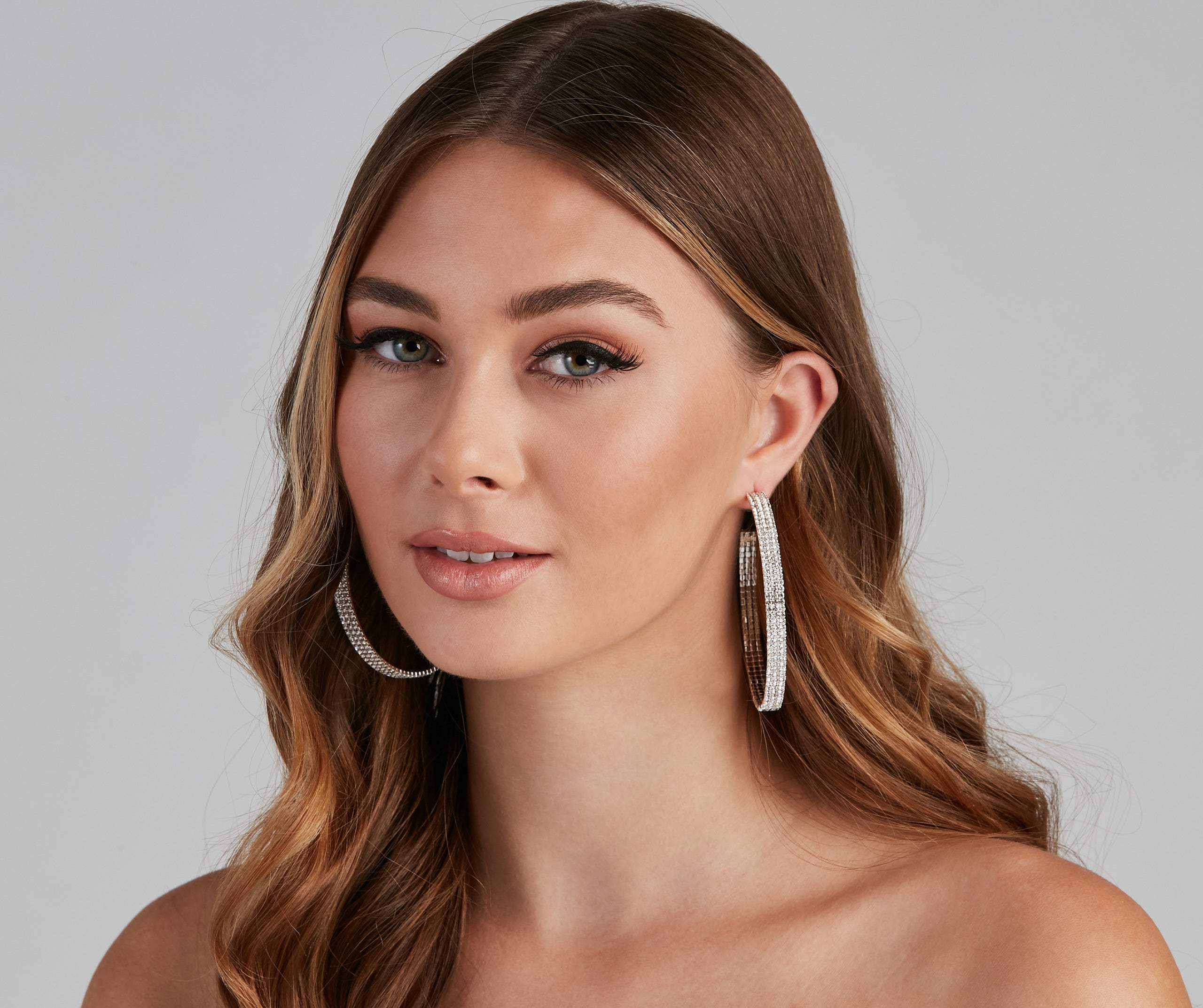 Party Time Rhinestone 3-Row Hoops