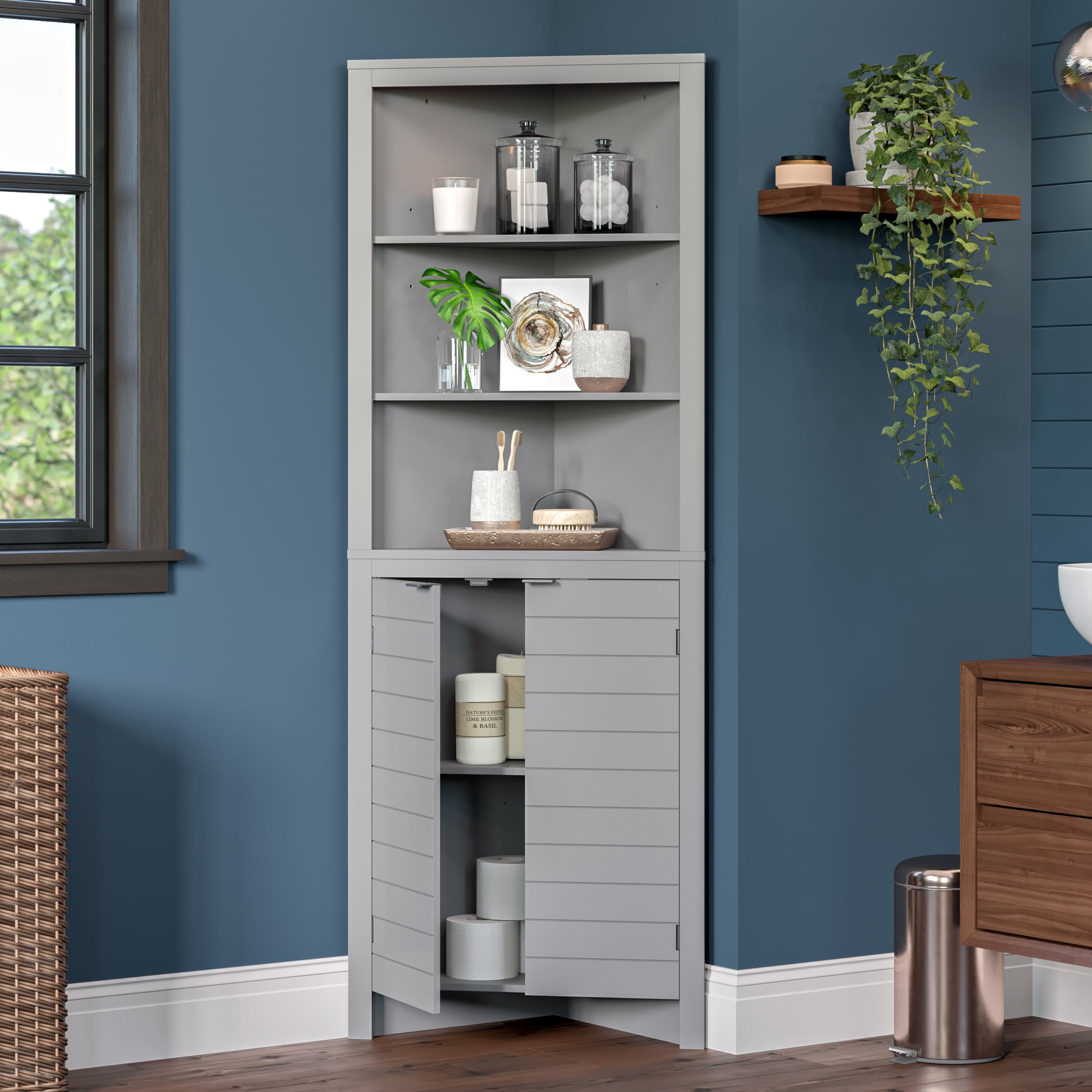 RiverRidge Home Madison Tall Corner Cabinet, Gray