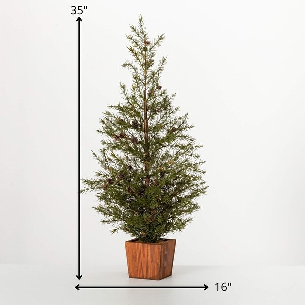 Sullivans Artificial Christmas Potted Cedar Pinecone Tree