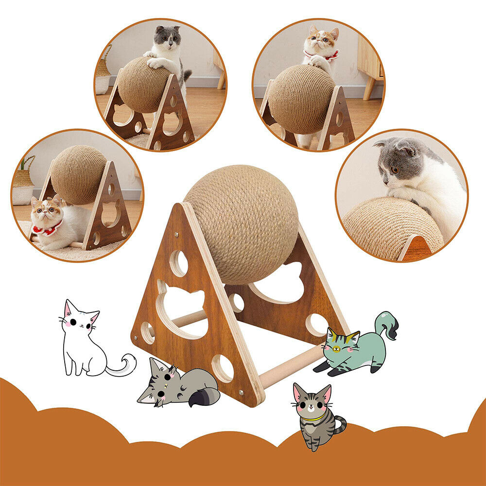 Kqiang Pet Cat Scratcher Toy Natural Sisal Cat Scratching Ball High Quality Us Stock