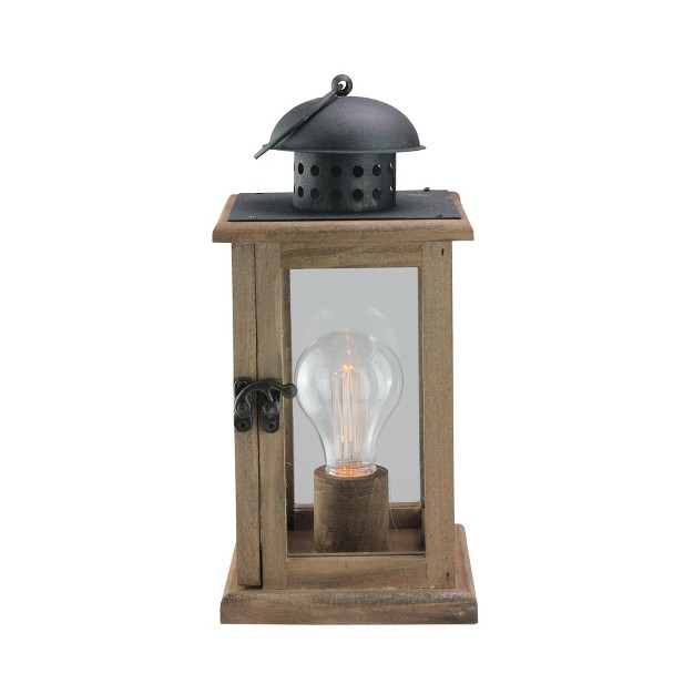 Brown And Black Led Lighted Square Hanging Indoor Lantern