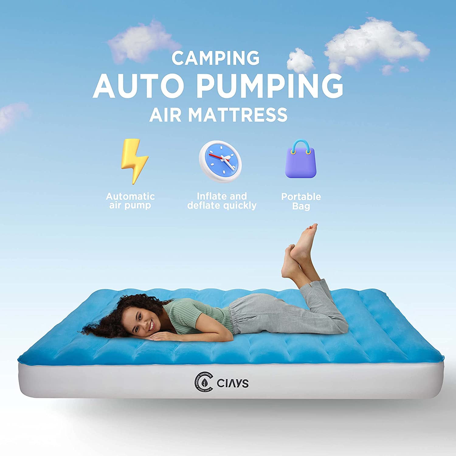 8 Inch Inflatable Air Mattress with Built-in USB Rechargeable Pump， Inflatable Air Bed with Carrying Bag for Home and Camping， Max 330lb， Twin