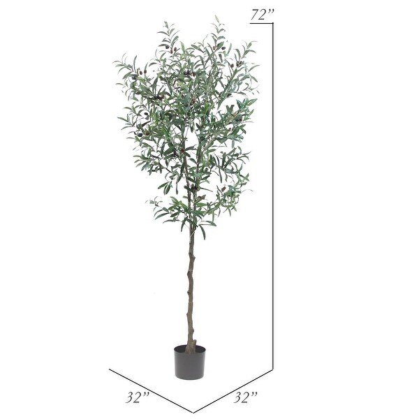 The Mod Greenhouse Faux Green Olive Tree in a Black Matte Planter Pot