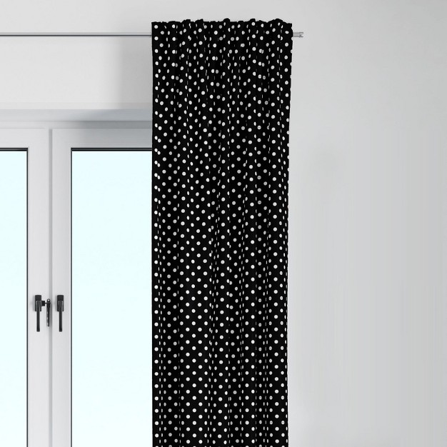 Bacati Pin Dots White black Cotton Printed Single Window Curtain Panel