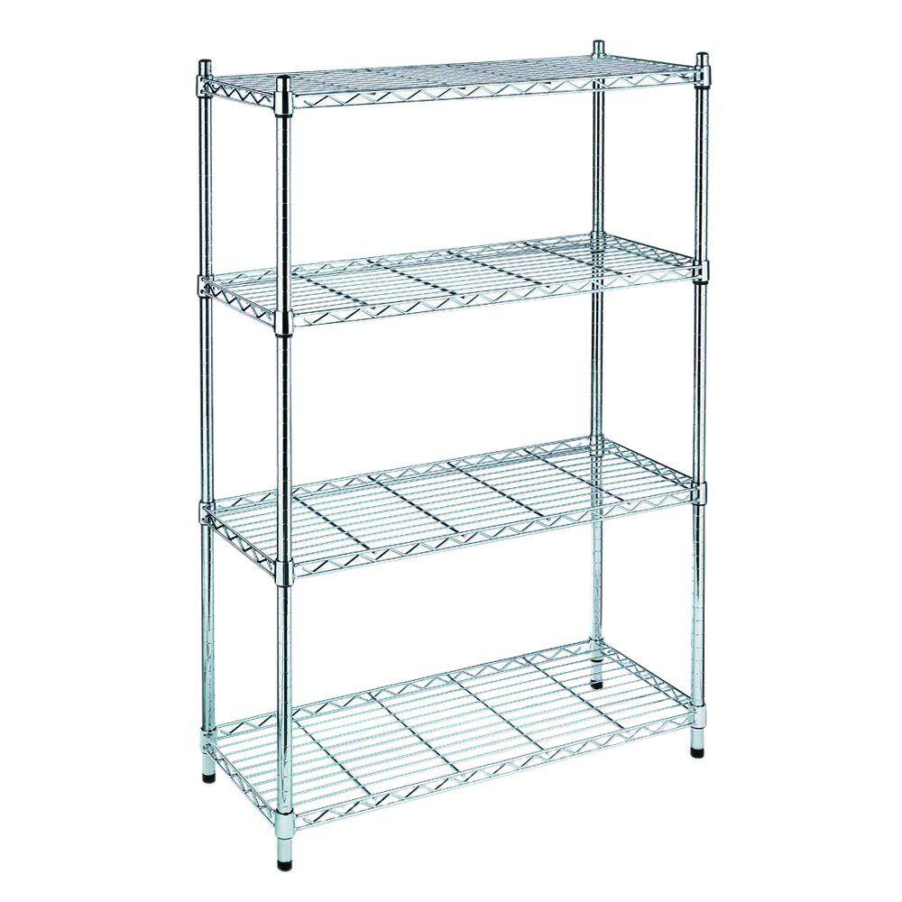 HDX Chrome 4-Tier Metal Wire Shelving Unit (36 in. W x 54 in. H x 14 in. D) EH-WSTHDUS-004