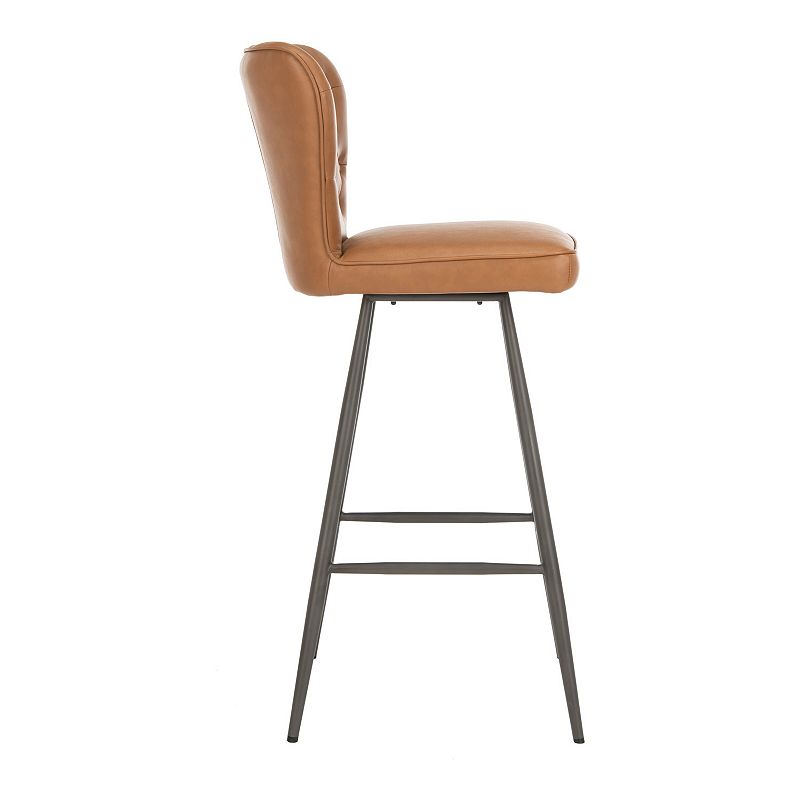 Safavieh Aster Mid Century Modern Leather Tufted Bar Stool