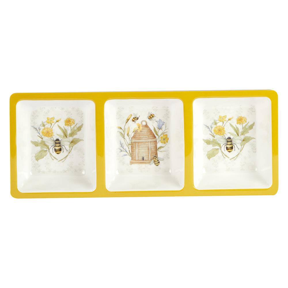 Certified International Bee Sweet Hostess Set 14.5 in. Assorted Colors Melamine Platters (Set of 3) 92528