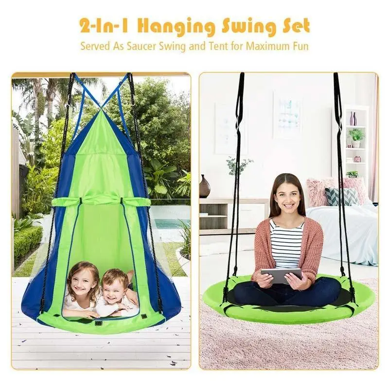 40'' Kids Hanging Tent Swing Saucer Chair Swing Tent Set