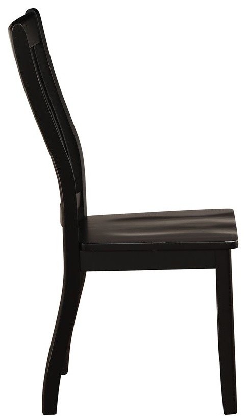 ACME Renske Wooden Slatted Back Dining Side Chair in Black Set of 2   Transitional   Dining Chairs   by Homesquare  Houzz