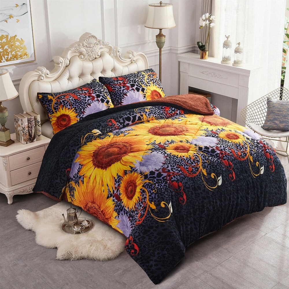 3 piece Fleece/ Sherpa Comforter Set