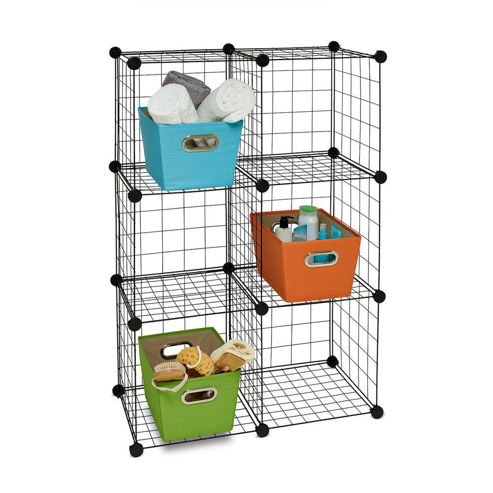 Honey-Can-Do 43 in. H x 29 in. W x 14.5 in. D Black 6- Cube Organizer SHF-09484