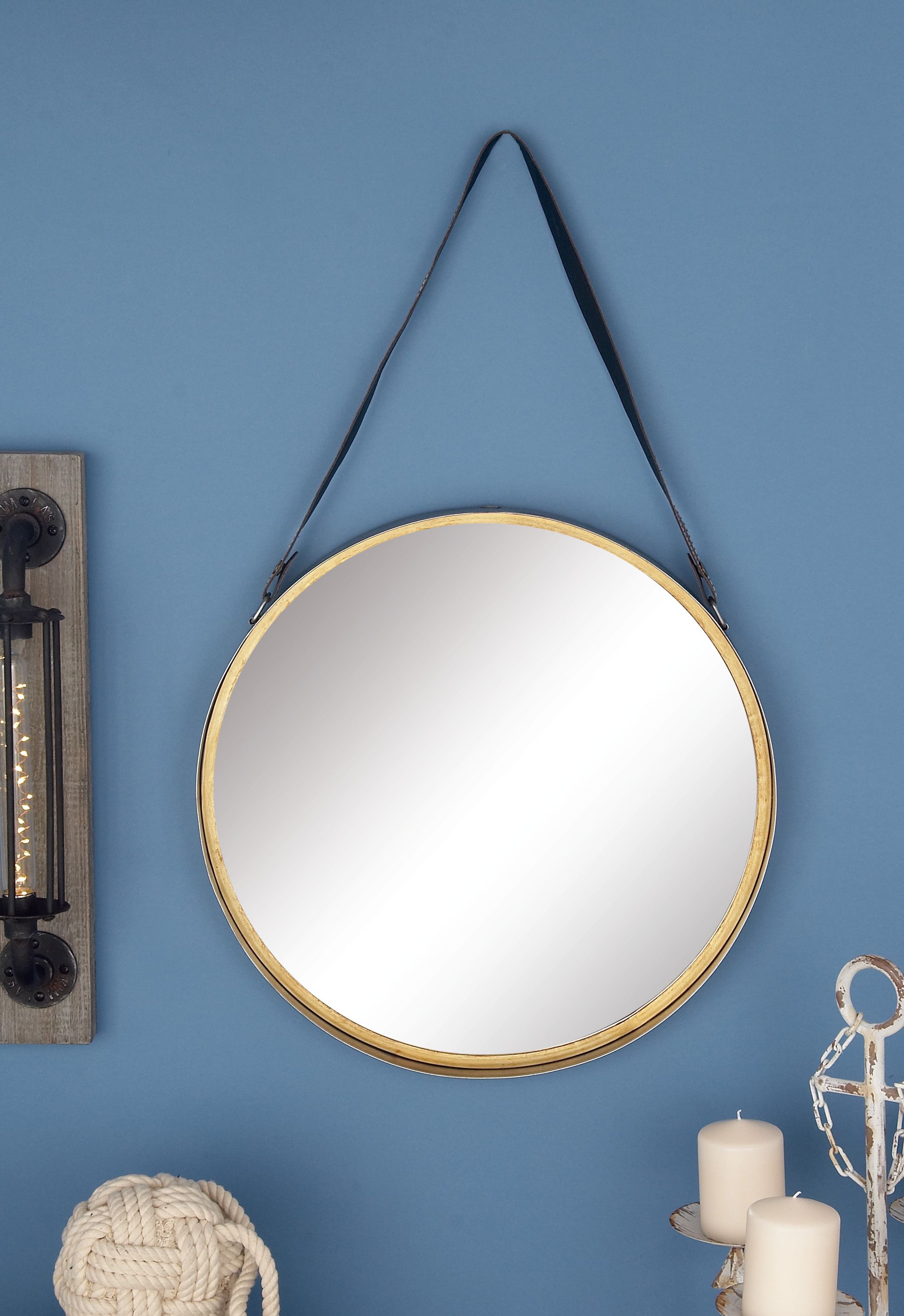 Gold Modern Metal Wall Mirror 33 x 20