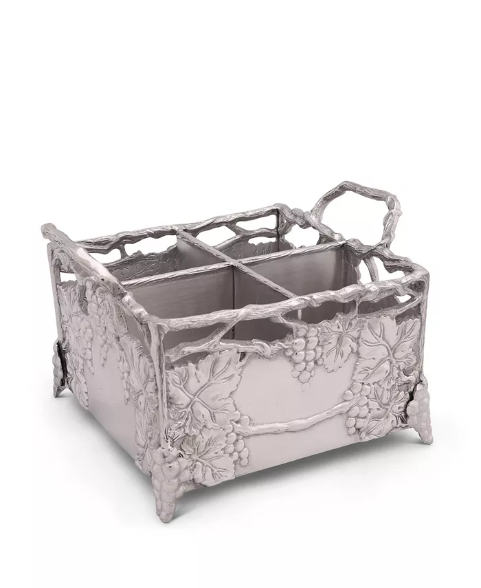 Arthur Court Designs Aluminum Grapevine Flatware Silverware Caddy