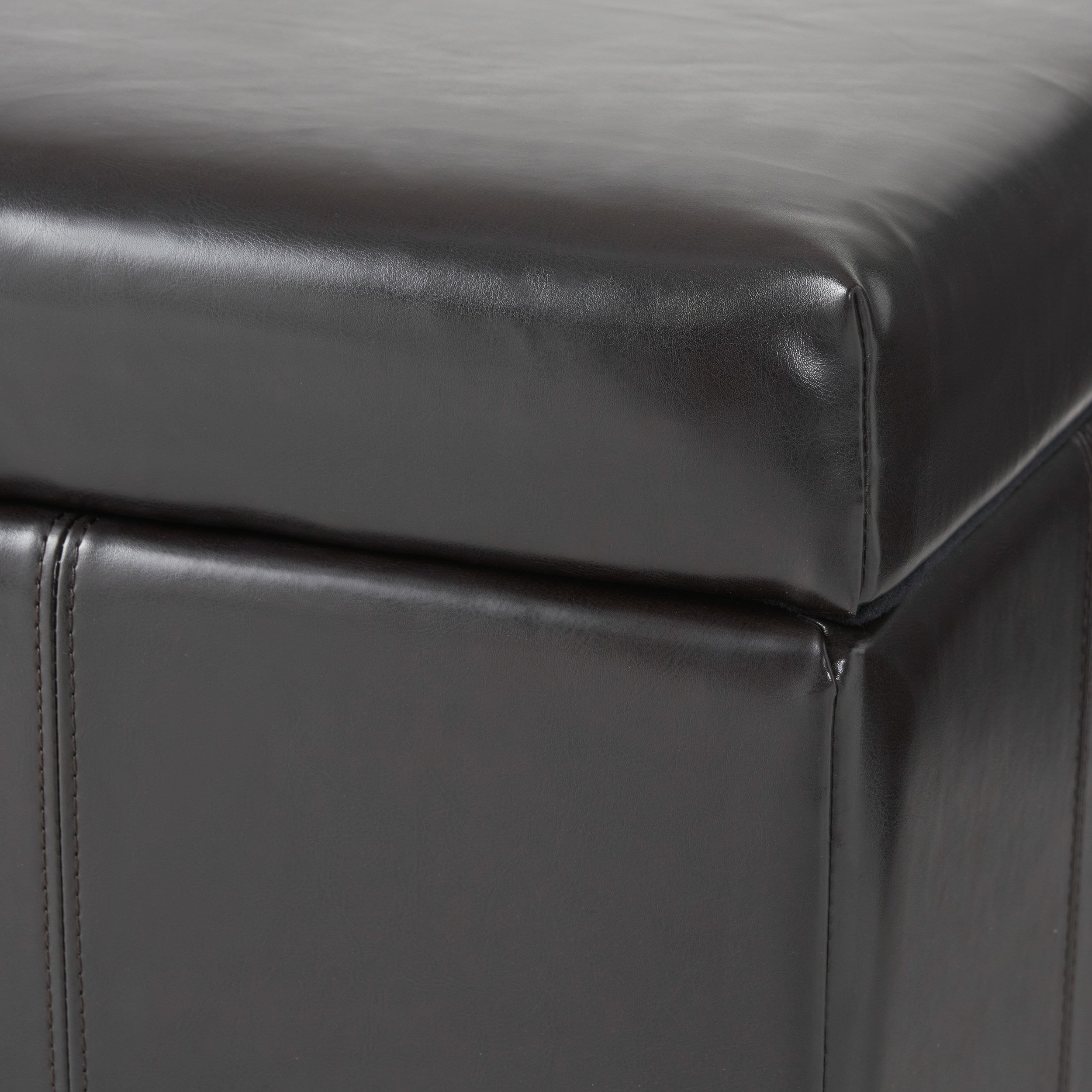 Berkeley Espresso Leather Storage Ottoman Coffee Table