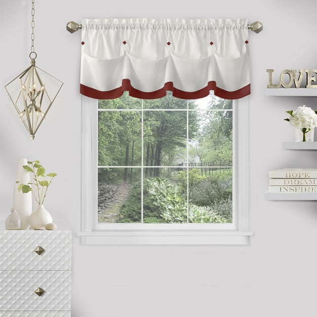 Kate Aurora Country Farmhouse Living Solid Colored Button Tuck Window Valance