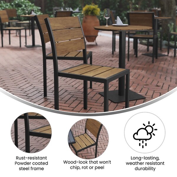 Commercial Grade Outdoor Faux Teak Armless Patio Dining Chair