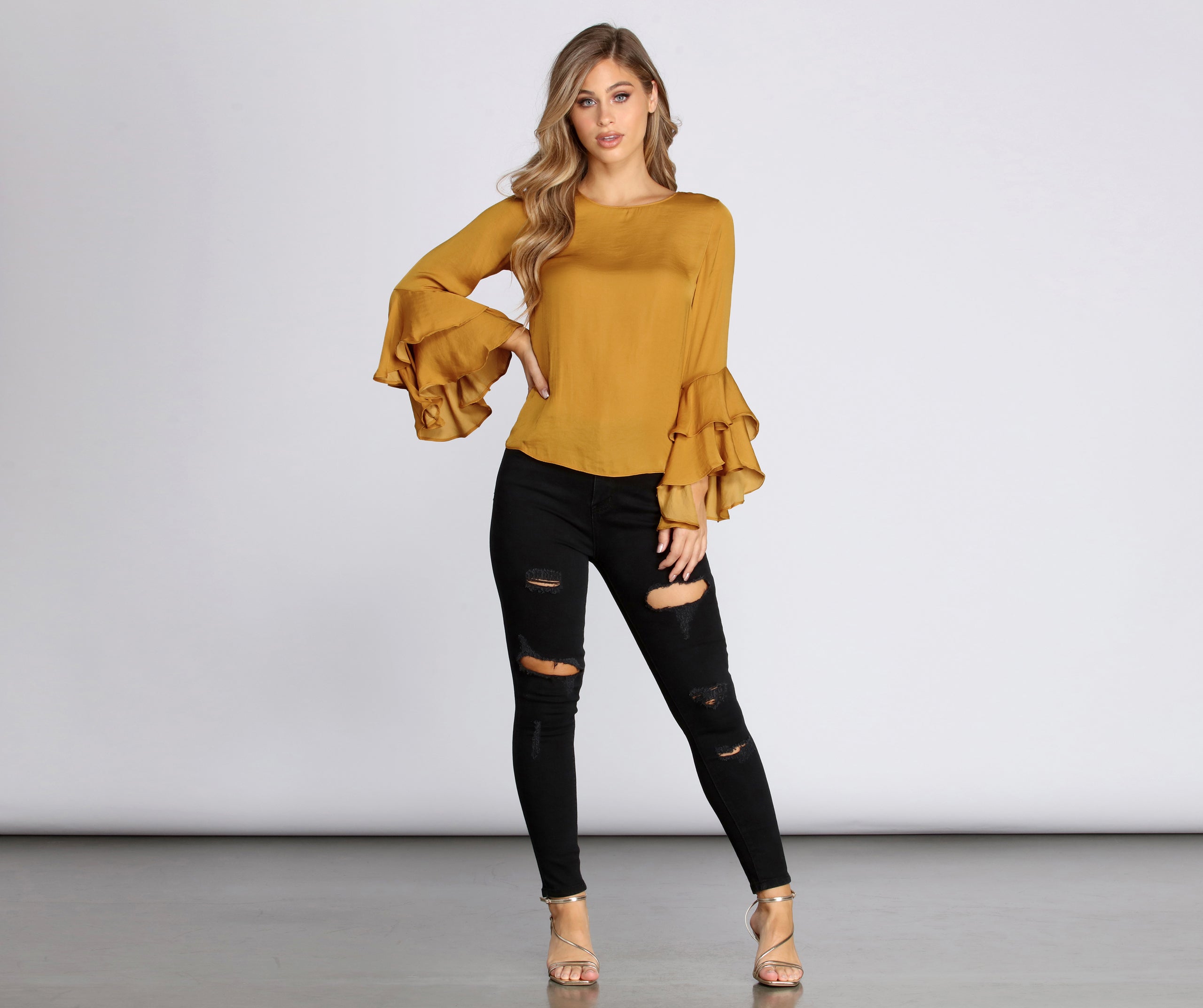 Tiered Ruffle Sleeve Blouse