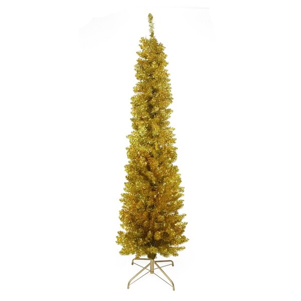 6' PreLit Gold Pencil Artificial Christmas Tree