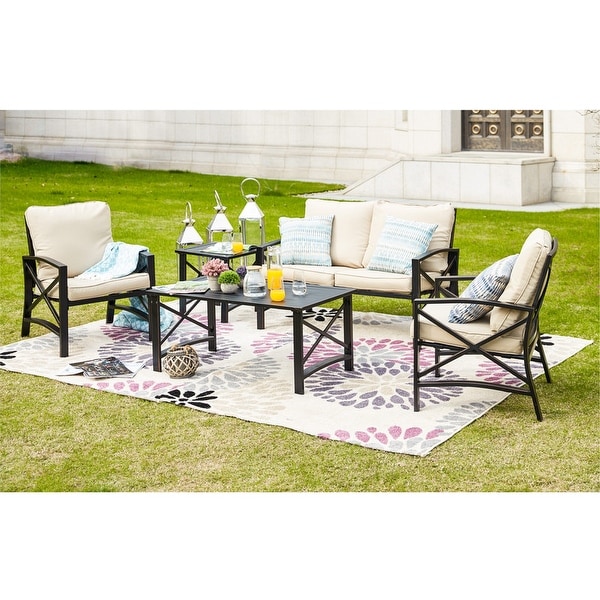 PATIO FESTIVAL 4Person Outdoor Conversation Set with Cushions