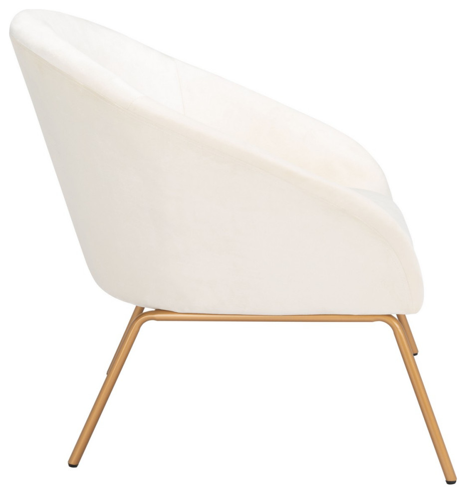 Andi Accent Chair Cream Velvet   Midcentury   Armchairs And Accent Chairs   by Peachtree Fine Furniture  Houzz