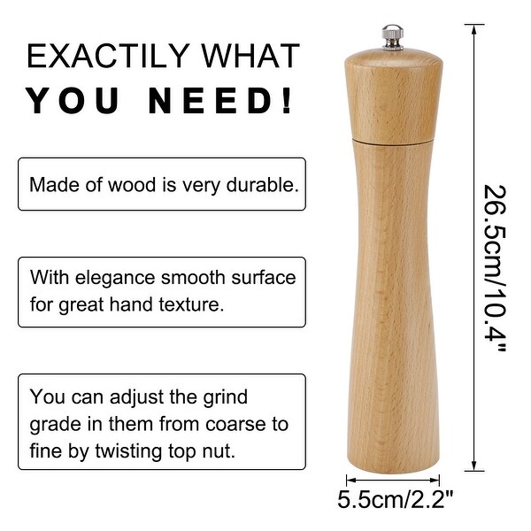 Wooden Salt and Pepper Grinder Mills Shaker with Adjustable Coarseness