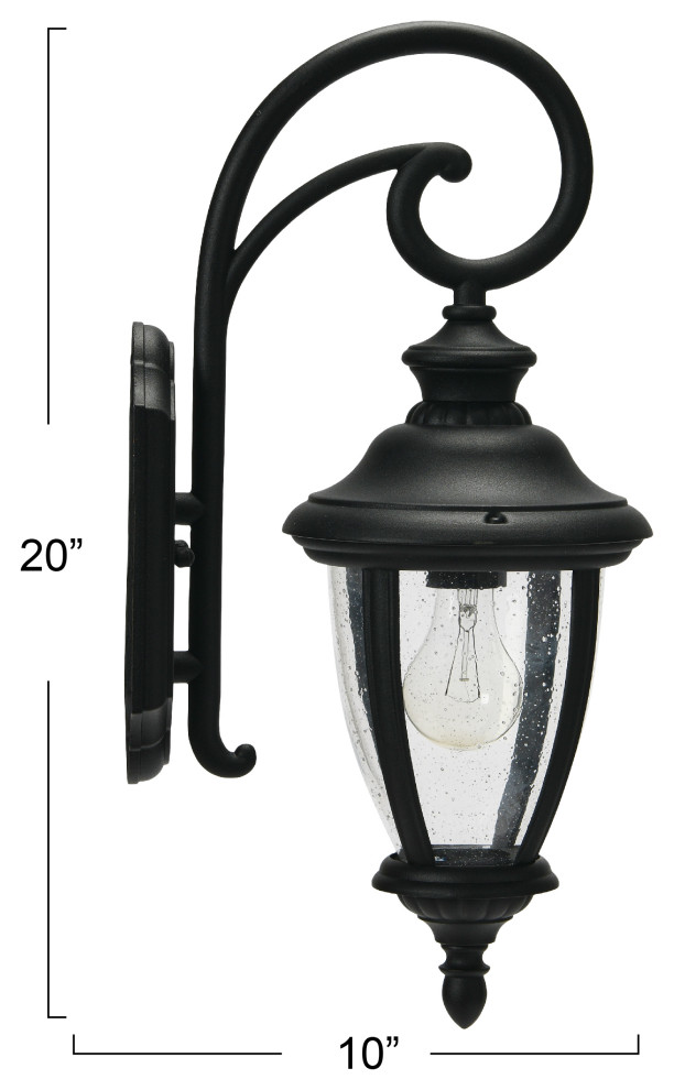 Robert Stevenson Lighting Prestwick   Metal and Glass Outdoor Light  Matte Black   Mediterranean   Outdoor Wall Lights And Sconces   by Creative Co op  Houzz