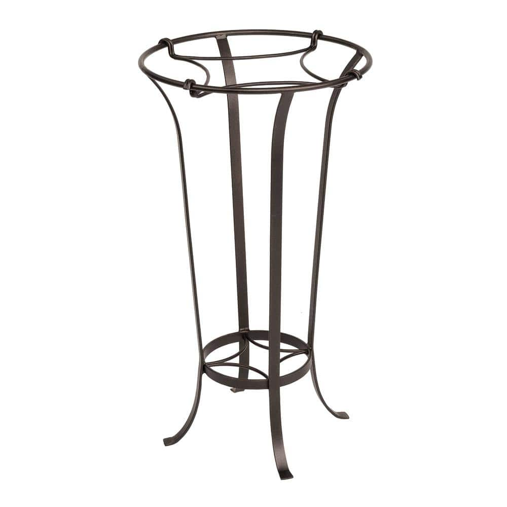 ACHLA DESIGNS 28 in. Tall Roman Bronze Powder Coat Iron Tulip Plant Stand with Insert FB-20