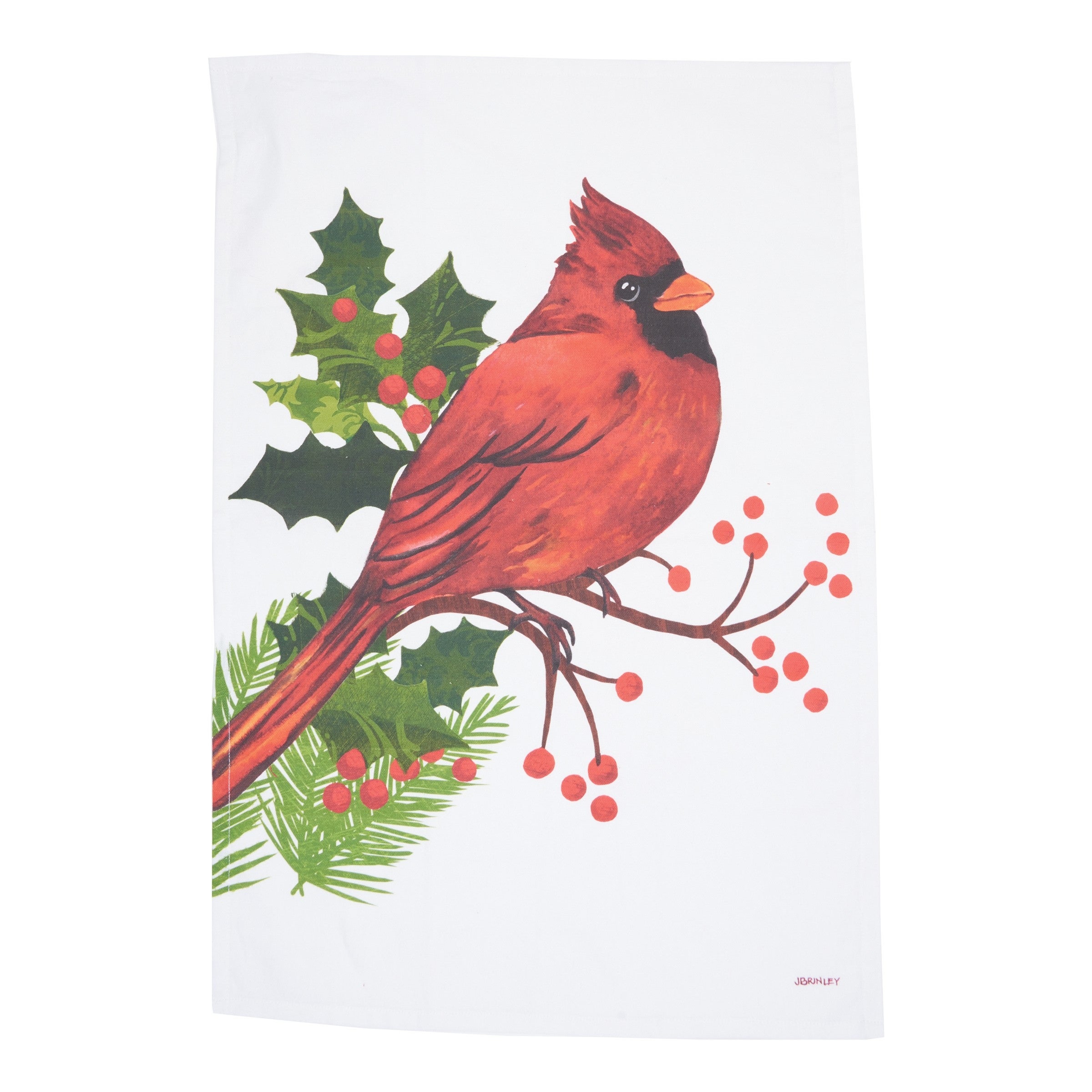 Winter Cardinal Printed Cotton Flour Sack Kitchen Towel