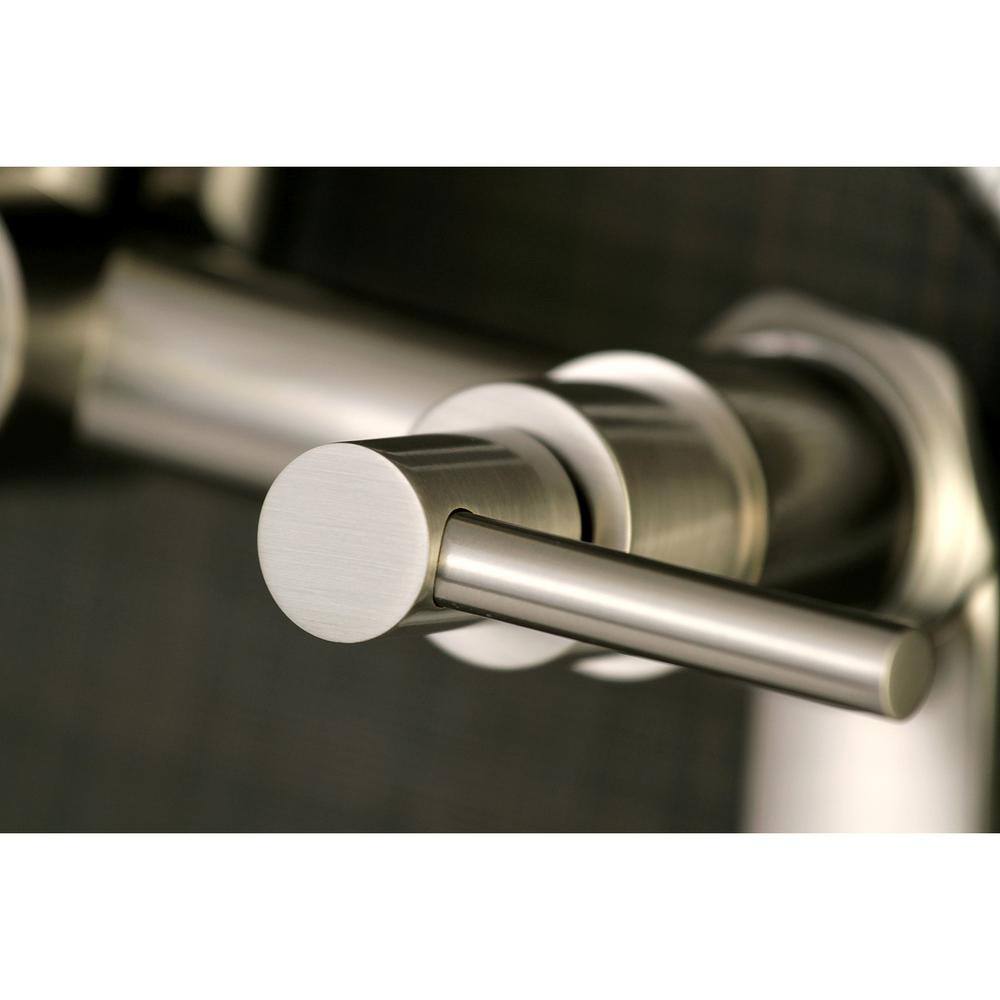 Kingston Brass Modern Adjustable 3-Handle Wall-Mount Claw Foot Tub Faucet with Handshower in Brushed Nickel HAE8158DL