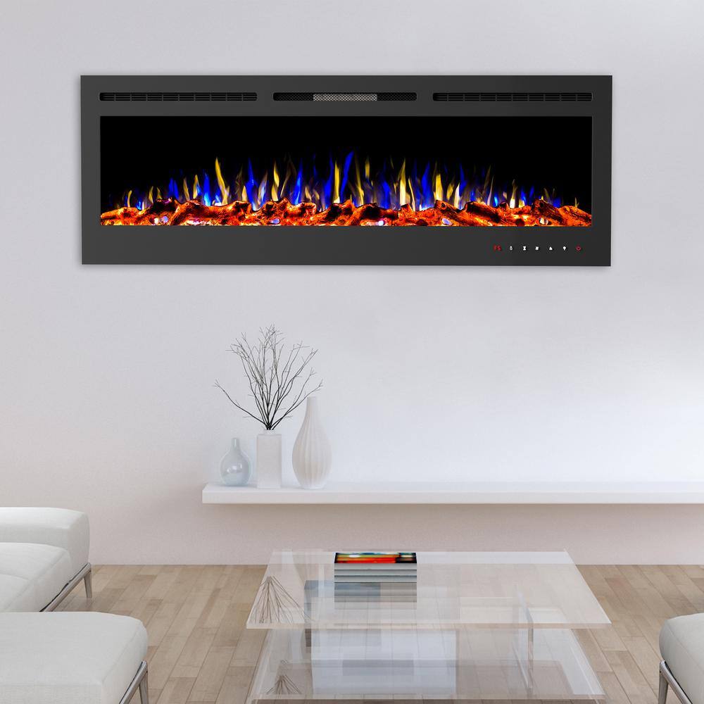 72 inch Electric Fireplace- Wall Mount or Recessed-3 Color LED Flame 10 Ember Bed Colors 3 Media-Touch Screen  Remote 415726NLV