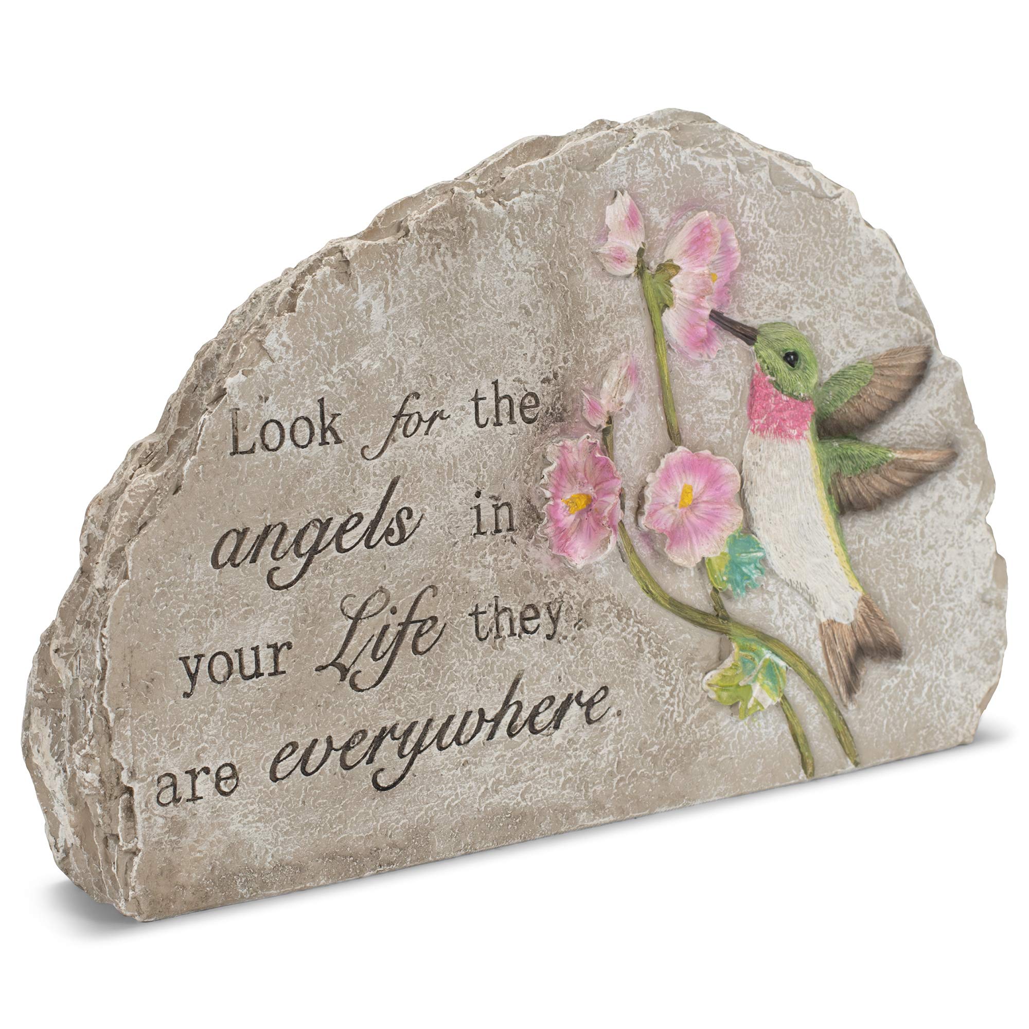 Look For The Angels Green Hummingbird 11 x 7 Resin Decorative Outdoor Garden Stone