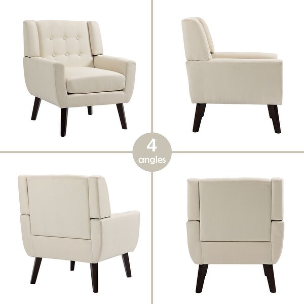 Modern Cotton Linen Upholstered Armchair Tufted Accent Chair