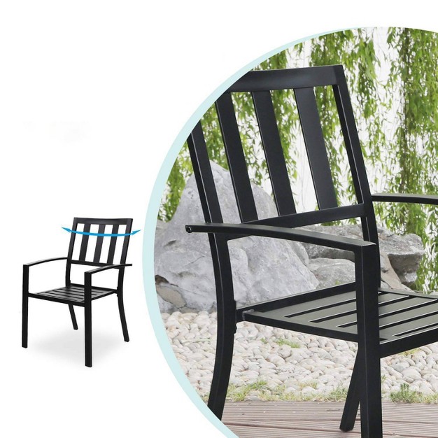 2pk Outdoor Stackable Bistro Chairs Black Captiva Designs