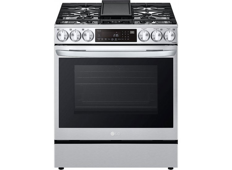 LG 6.3 Cu. Ft. PrintProof Stainless Steel Smart Wi-Fi Enabled ProBake Convection InstaView Gas Slide-In Range With Air Fry