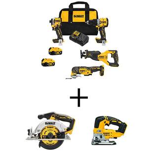 DW 20V MAX Lithium-Ion Cordless Brushless 4 Tool Combo Kit 20V Brushless 6-12 in. Circ Saw and 20V XR Brushless Jigsaw DCK4050M2W56534