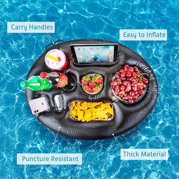 Zone Tech Inflatable Floating Drink Holder For Swimming Pool Hot Tub For Adults Buffet Serving Bar Beverage Fruit Salad Tablet Cell Phone