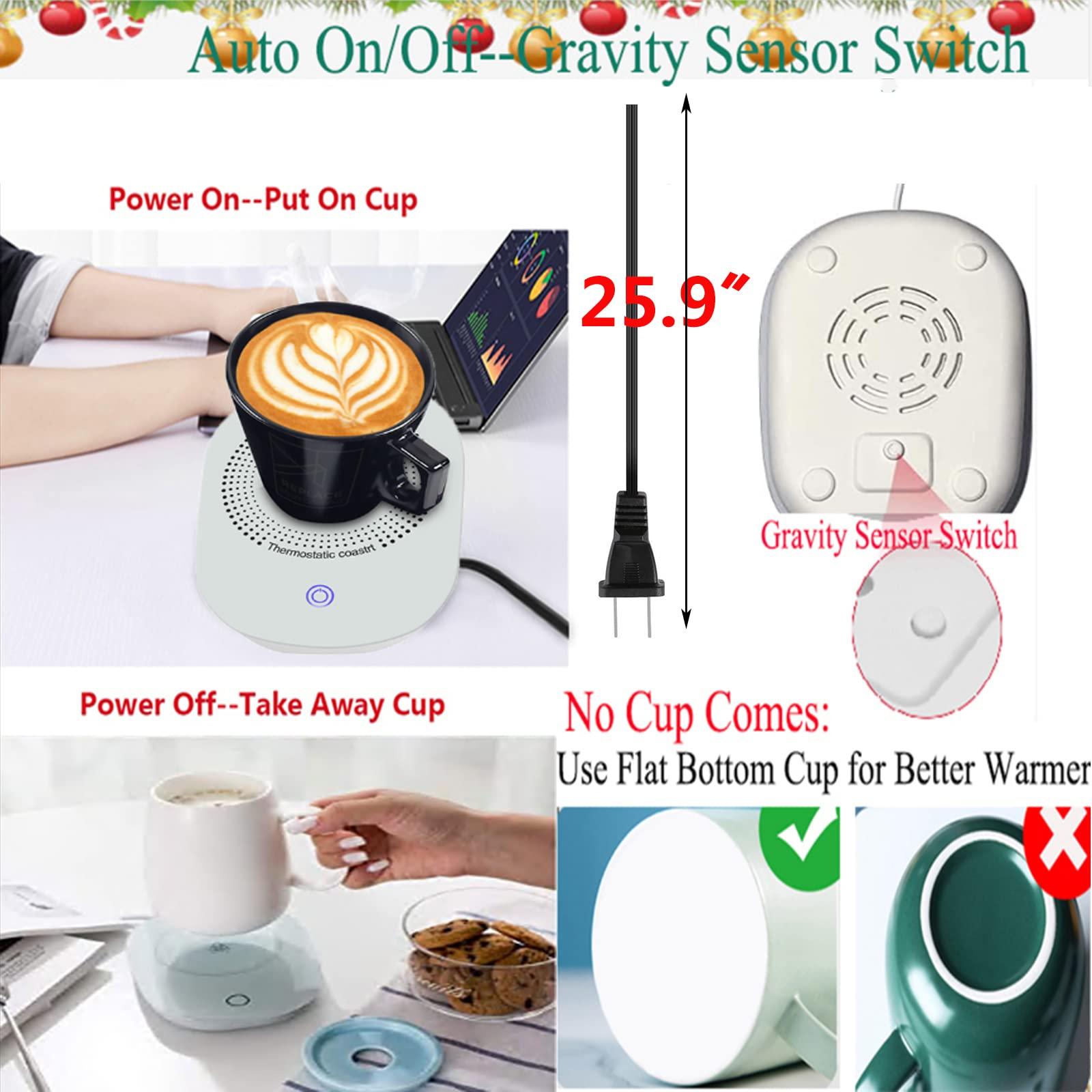 Coffee Mug Warmer for Desk with Auto Shut Off，Coffee Cup Warmer for Desk Office Home，Electric Beverage Warmer Plate for Coffee Tea Milk Cocoa