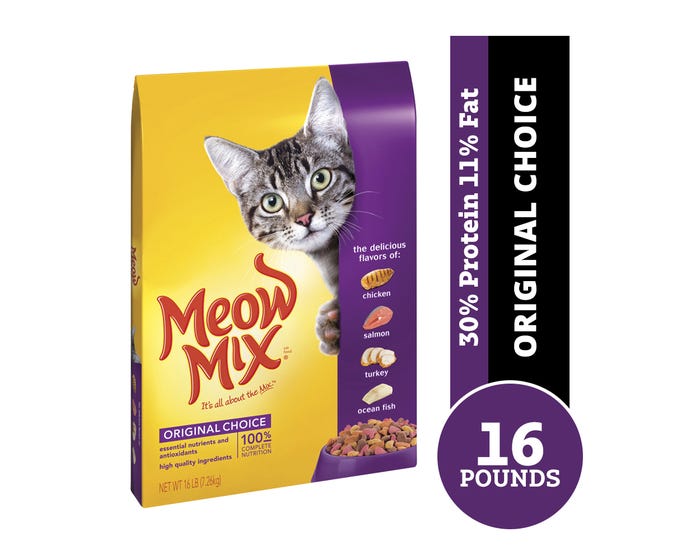 Meow Mix Original Cat Food， 16 lb. Bag