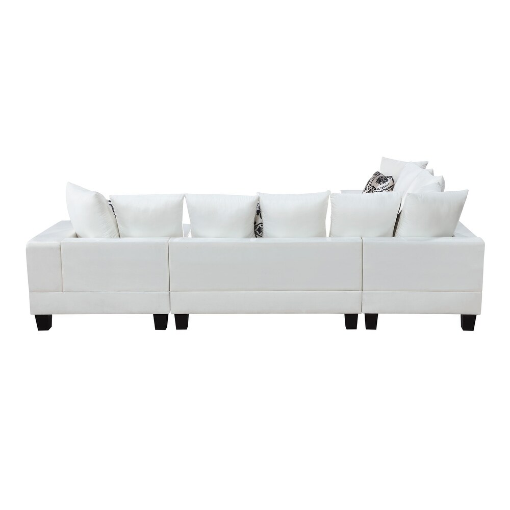 U Shape Sectional Sofa Velvet Corner Couch with Chaise Lounge and Lots of Pillows Included for Living Room